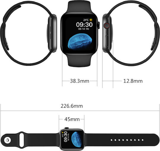 HW22 44mm Smartwatch with Heart Rate Monitor (Silver) view 4