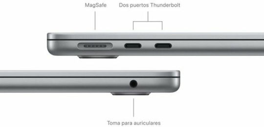 Apple MacBook Air 13" (2024) 13.6" Retina Display (M3-8-core/8GB/512GB SSD) Space Gray (ES Keyboard) vue 8