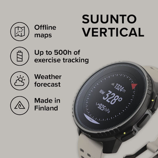 Suunto Vertical Stainless Steel 49mm Smartwatch with Heart Rate Monitor (Black Sand) view 5