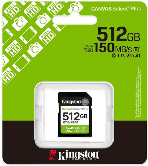 Kingston Canvas Select Plus 512GB U3 V30 UHS-I 150MB/s With Adapter view 2