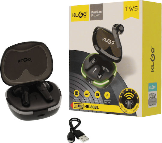 KLGO HK-80BL Earbud Bluetooth Handsfree Earphones with Sweat Resistance and Charging Case Black Ansicht 4