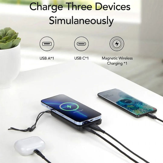 Charmast W1151 MagSafe Power Bank 10000mAh 20W with USB-A Port and USB-C Port Power Delivery / Quick Charge 3.0 Black view 3