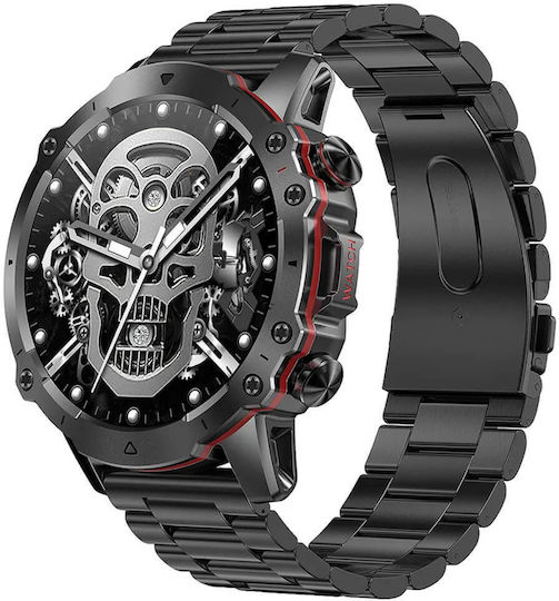 Microwear Ak56 Smartwatch with Heart Rate Monitor (Steel Black)