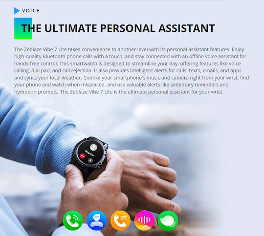 Zeblaze Vibe 7 Lite 49mm Smartwatch with Heart Rate Monitor (Black) view 9