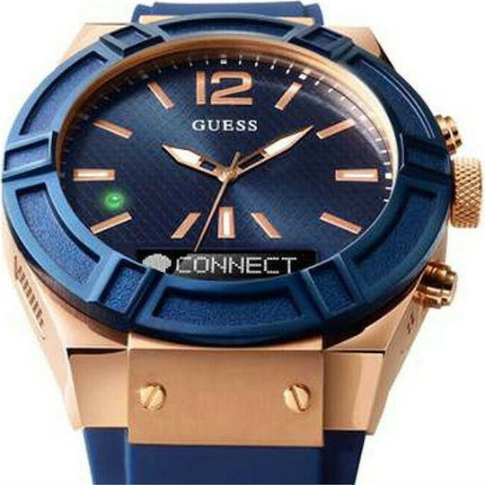 Guess Connect Hybrid Stainless Steel Smartwatch (Blue Silicone) view 3