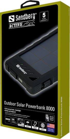 Sandberg Outdoor Solar Power Bank 8000mAh with 2 USB-A Ports Black view 4
