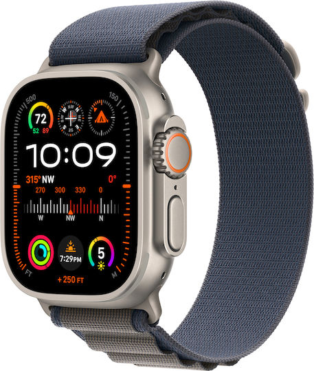 Apple Watch Ultra 2 Titanium 49mm Waterproof with eSIM and Heart Rate Monitor (Blue Alpine Loop - Large) view 9