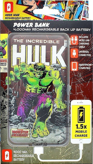 Hulk Power Bank 4000mAh with USB-A Port Multicolour view 1