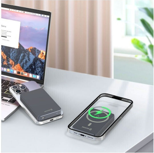 Swissten Fusion MagSafe Power Bank 10000mAh 20W With USB-C Output Port Silver view 4
