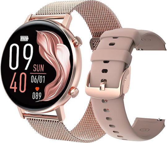 Timeon Gold Smartwatch Idealstore Full Hd 1.3 Inch Screen Blood Pressure Heart Rate Monitoring Ip67 Water Resistant Bluetooth Call Notifications Whatsapp Facebook Multi-sport Mode Android Ios Operating System view 1