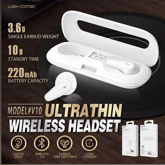 WK V10 In-ear Bluetooth Handsfree Earphones with Charging Case White view 3