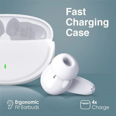 Promate Lush In-ear Bluetooth Handsfree Earphones with Sweat Resistance and Charging Case White vue 2