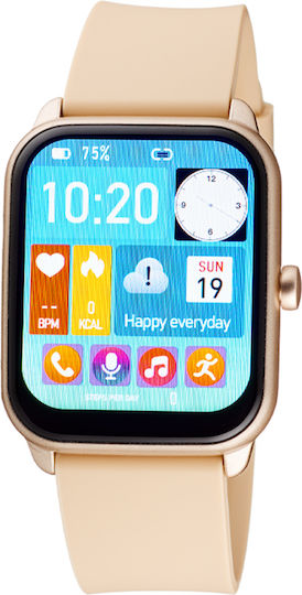 Oxette Smartwatch Gold Beige Silicone Strap 11x75-00300 view 3