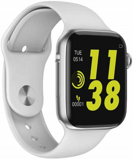Wear Health Media Smartwatch 1.54 Inch Ips Display Heart Rate Ecg Step Control Stopwatch Alarm Sleep Monitoring Sedentary Reminder Anti-lost Function Gps Assistance White Silicone Strap view 1