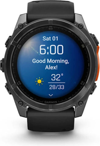 Garmin Fenix 8 Stainless Steel 51mm Waterproof Smartwatch with Heart Rate Monitor (Slate Grey With Black Silicone Band) view 2