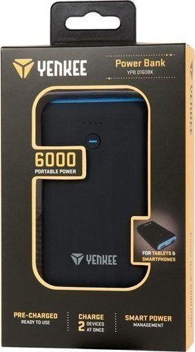 Yenkee YPB 0160 Power Bank 6000mAh with 2 USB-A Ports Black view 3