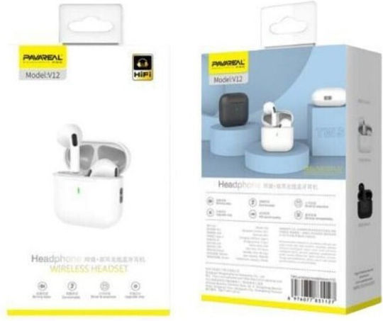 Pavareal V12 Earbud Bluetooth Handsfree Earphones with Charging Case White view 2