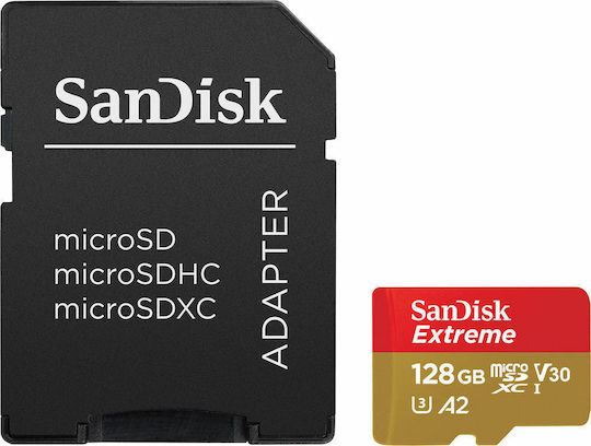Sandisk Extreme microSDXC 128GB U3 V30 A2 UHS-I 190MB/s with Adapter view 2