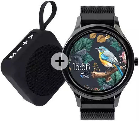 Forever ForeVive 3 SB-340 with 3W bluetooth speaker 43mm Smartwatch with Heart Rate Monitor (Black)