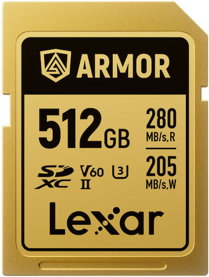 Lexar Armor Gold Memory Card Lsdamgl512g-rnnng 512gb Sdxc Uhs-ii U3 V60 Stainless Steel Ip68