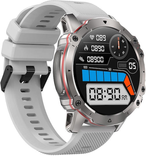 Ak56 Ip67 Bt5.1 1.43inch Smart Watch Support Voice Call Health Monitoring Style:silicone Strap Silver view 3