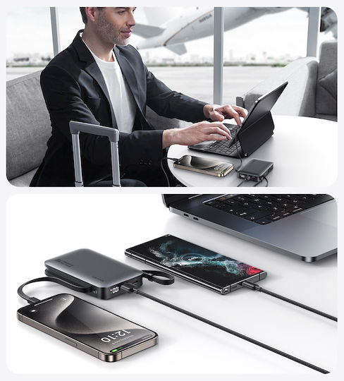 Usams XR Series CD228 Power Bank 10000mAh 20W with USB-A Port and USB-C Port Gray view 8