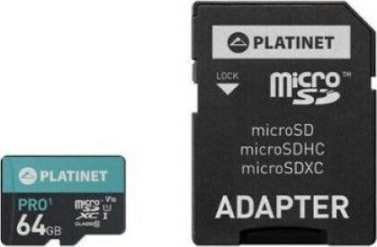 Platinet Pro1 microSDXC 64GB U1 V10 UHS-I 70MB/s with Adapter