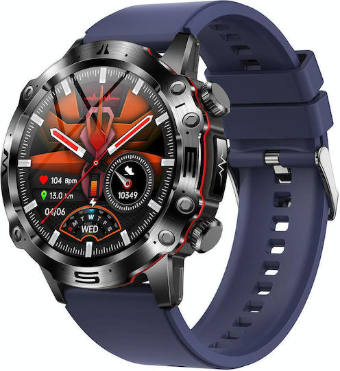 Et482 1.43 Inch Amoled Screen Sports Smart Watch Support Bluethooth Call Ecg Function Blue Silicone Band view 1