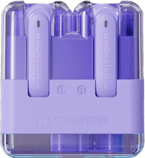 Monster XKT12 Earbud Bluetooth Handsfree Earphones with Charging Case Purple