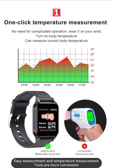 Lemfo T96 Smartwatch with Heart Rate Monitor (Black) view 2