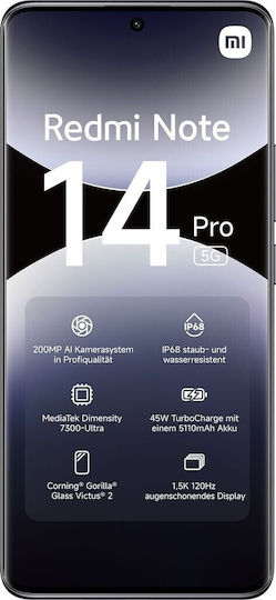 Xiaomi Redmi Note 14 Pro 5G Dual SIM (8GB/256GB) Midnight Black view 2