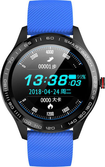 DAS.4 SG08 Stainless Steel 48mm Smartwatch with Heart Rate Monitor (Blue) view 1