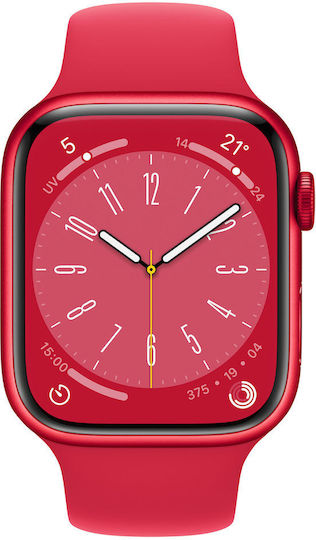 Apple Watch Series 8 Aluminium 45mm Waterproof with Heart Rate Monitor (Red)