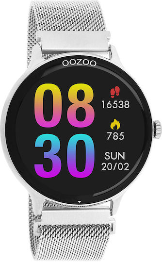 Oozoo Q00135 45mm Smartwatch with Heart Rate Monitor (Silver) view 2