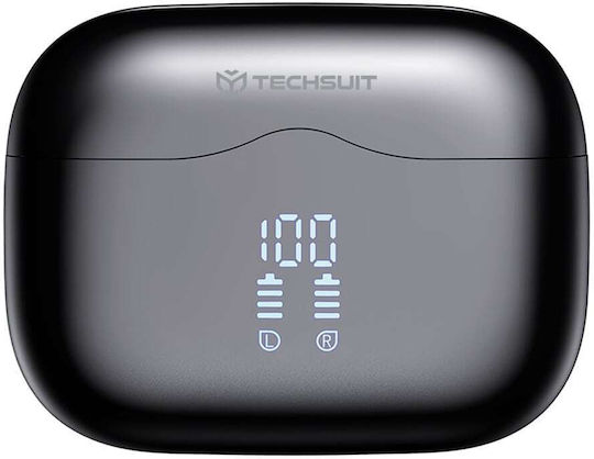 Techsuit VelarX One In-ear Bluetooth Handsfree Earphones with Charging Case Black view 5