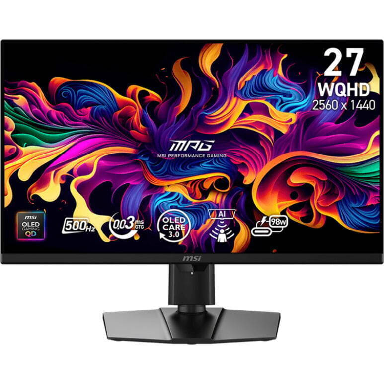 MSI MPG 271QRDE X50 QD-OLED HDR Monitor 26.5" QHD 2560x1440 500Hz with Response Time 0.03ms GTG vue 2