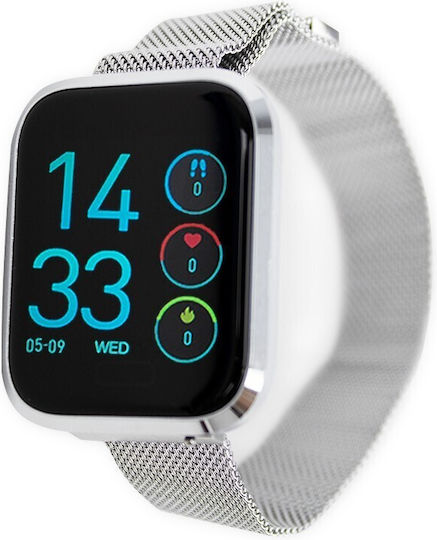 Andowl Q-A119 42mm Smartwatch with Heart Rate Monitor (Silver) view 2