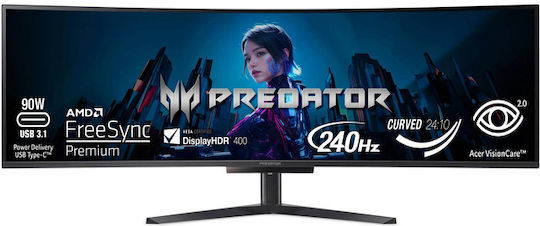 Acer Predator X45 Xbmipphuzx Ultrawide OLED HDR Curved Gaming Monitor 49" 5120x1440 240Hz with Response Time 0.03ms GTG view 1