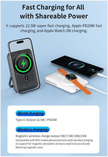 Devia EP201 MagSafe Power Bank 10000mAh 22.5W with USB-C Port Power Delivery White vue 2