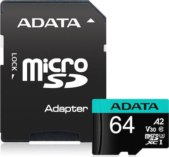 Adata Premier Pro microSDXC 64GB U3 V30 A2 UHS-I 100MB/s With Adapter view 1