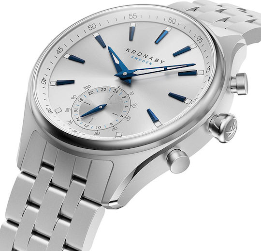 Kronaby Sekel Hybrid Stainless Steel 41mm Waterproof Smartwatch (Silver Bracelet) view 2