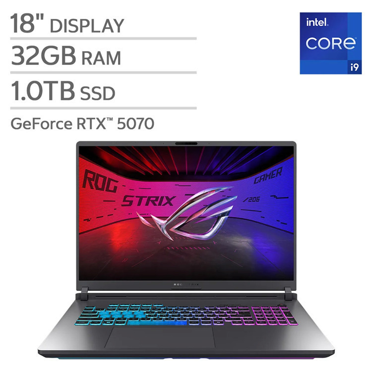 Asus ROG Strix G18 18" FHD+ 144Hz (i9-14900HX/32GB/1.0TB SSD/GeForce RTX 5070/W11 Home) (US Keyboard)