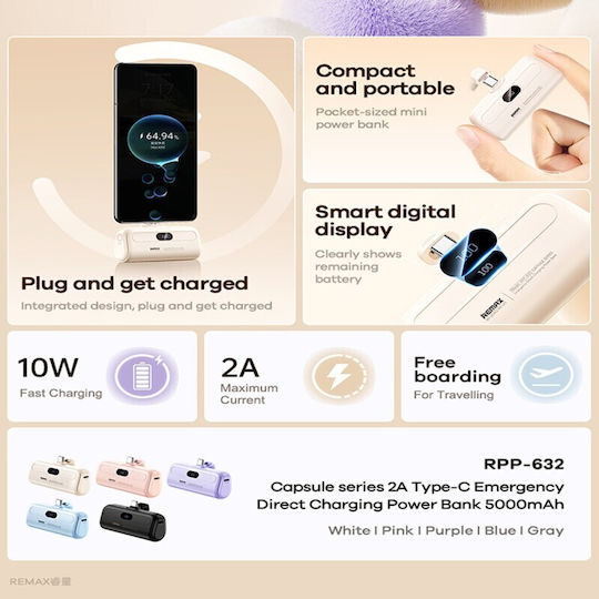 Remax Power Bank 5000mAh Purple view 4