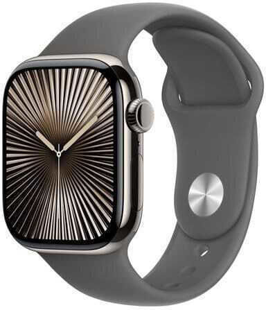 Apple Watch Series 10 Cellular Titanium 46mm Waterproof with eSIM and Heart Rate Monitor (Stone Grey Sport Band) view 2