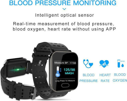 A6 46mm Smartwatch with Heart Rate Monitor (Black) view 2