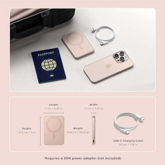 Satechi OntheGo MagSafe Power Bank 5000mAh 15W with USB-C Port Rose Gold view 3