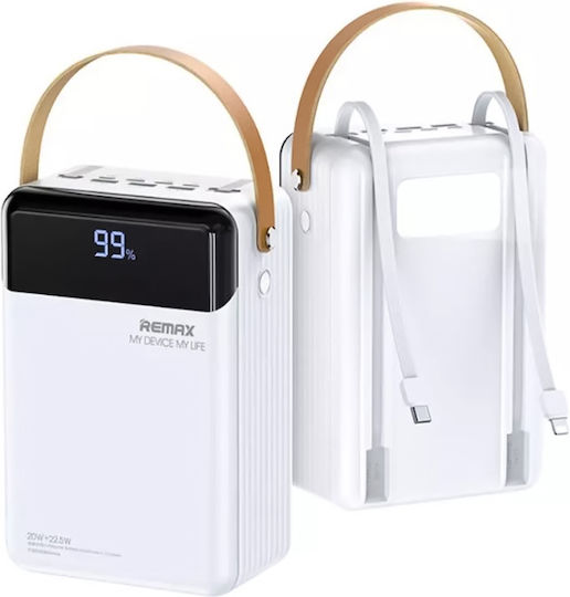 Remax RPP-566 Power Bank 80000mAh 22.5W with 2 USB-A Ports and USB-C Port Quick Charge 3.0 White view 2