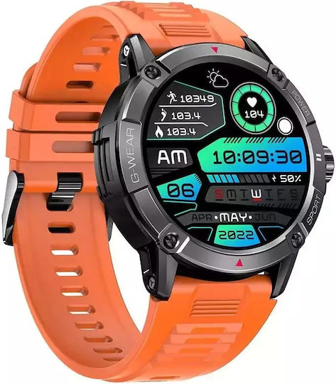 Nubi NX1 49mm Smartwatch with Heart Rate Monitor (Orange Black) view 3