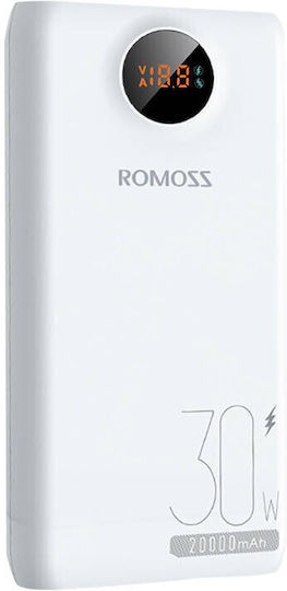 Romoss SW20S Pro Power Bank 20000mAh 30W with 2 USB-A Ports and USB-C Port Quick Charge 4.0 White