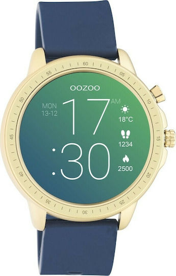 Oozoo Q00321 45mm Smartwatch with Heart Rate Monitor (Gold / Blue) view 2